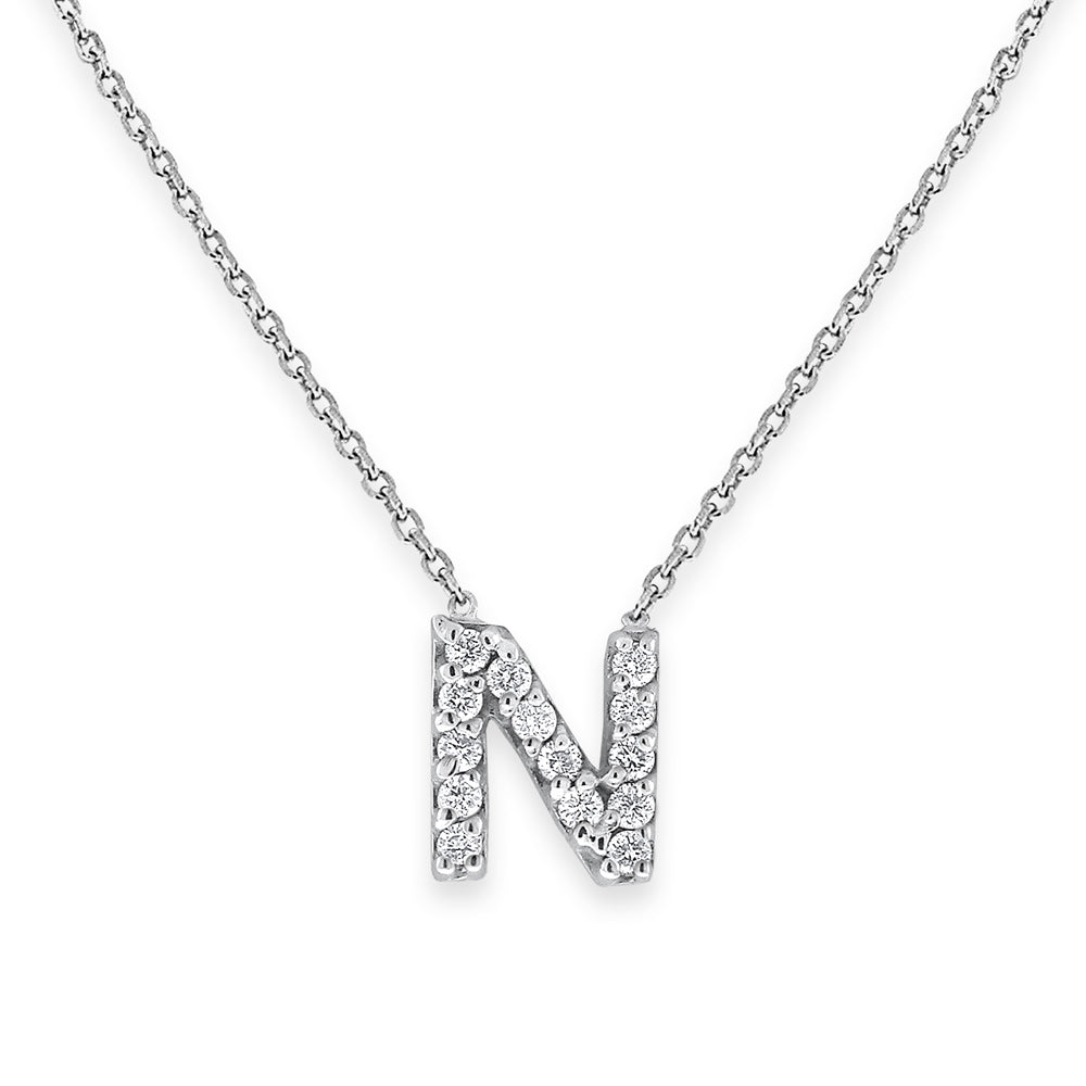 Collier initial de lettres mini-blocs en diamant 14K de la collection Hemsleys