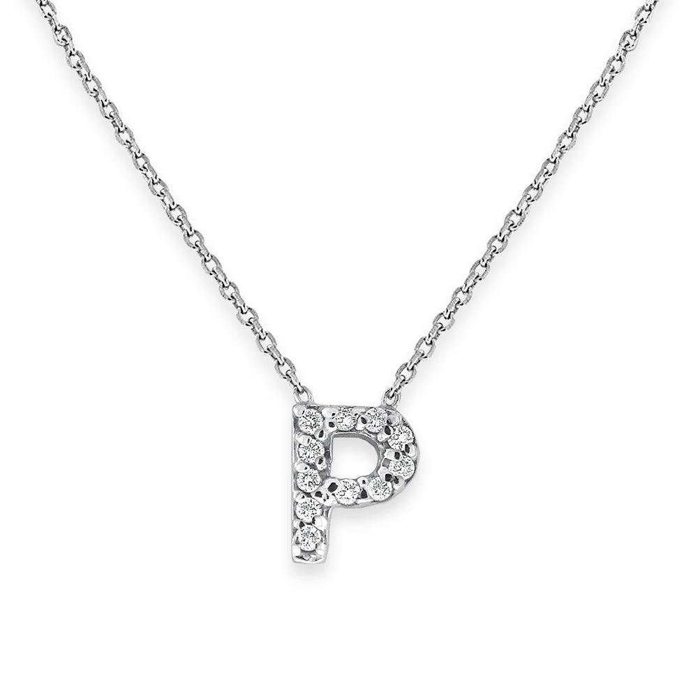 Collier initial de lettres mini-blocs en diamant 14K de la collection Hemsleys