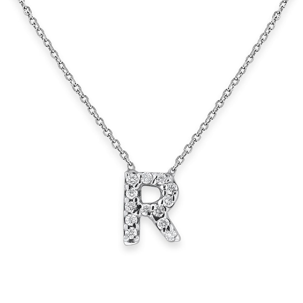 Collier initial de lettres mini-blocs en diamant 14K de la collection Hemsleys