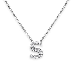 Collier initial de lettres mini-blocs en diamant 14K de la collection Hemsleys