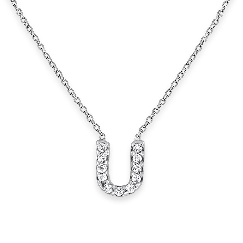 Collier initial de lettres mini-blocs en diamant 14K de la collection Hemsleys