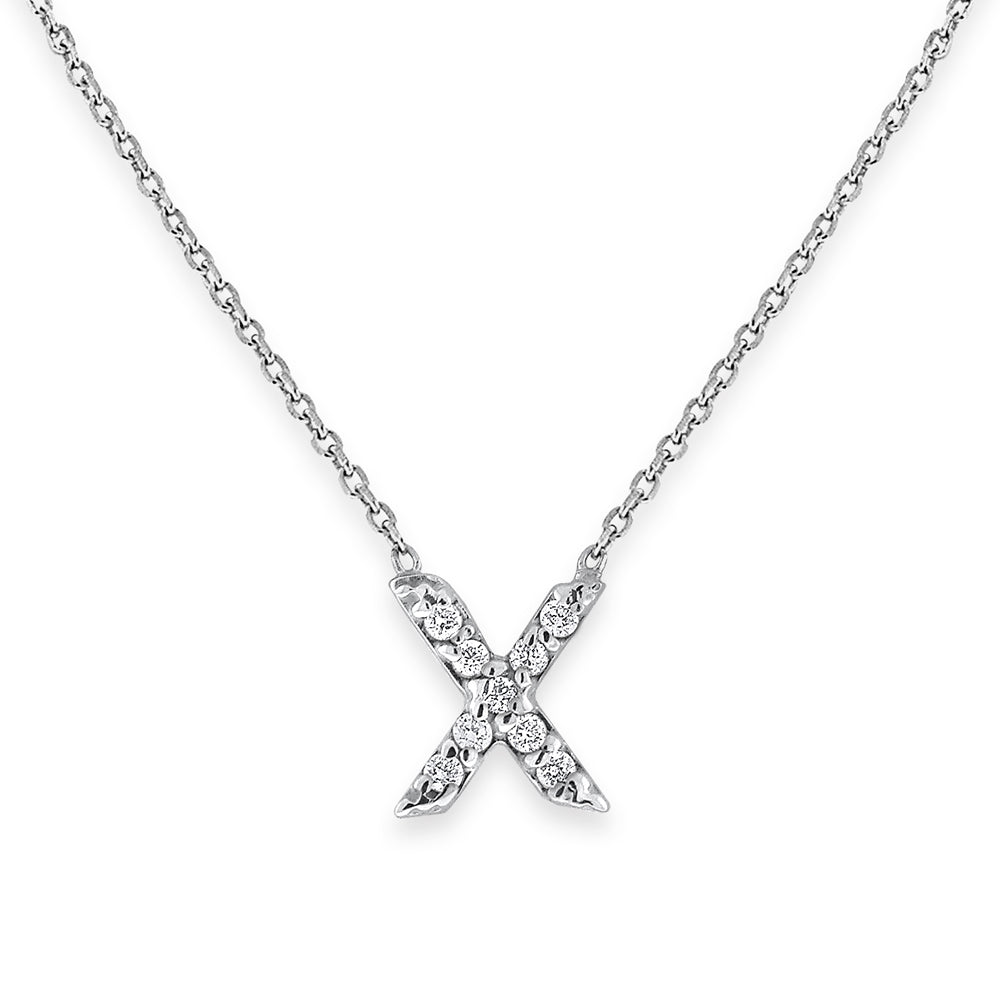 Collier initial de lettres mini-blocs en diamant 14K de la collection Hemsleys