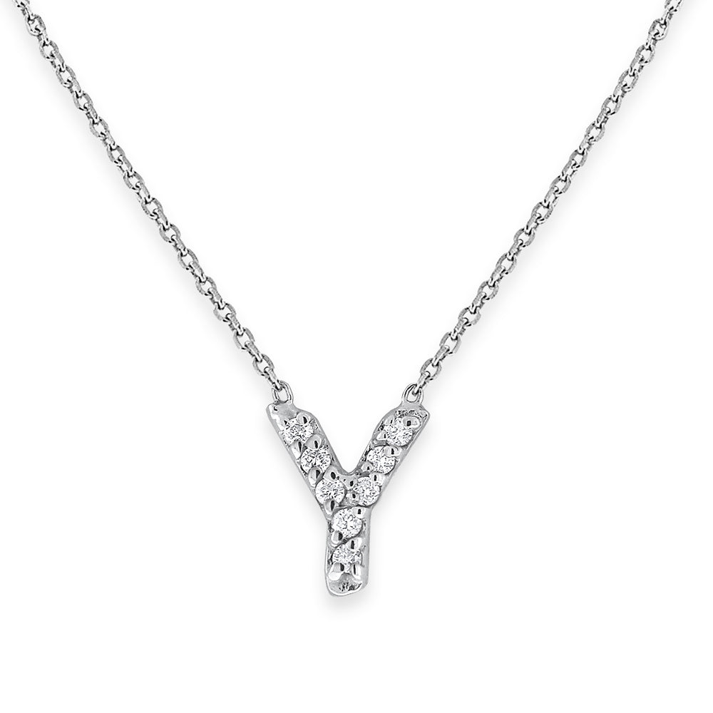 Collier initial de lettres mini-blocs en diamant 14K de la collection Hemsleys