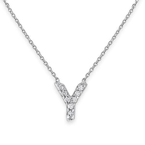 Collier initial de lettres mini-blocs en diamant 14K de la collection Hemsleys