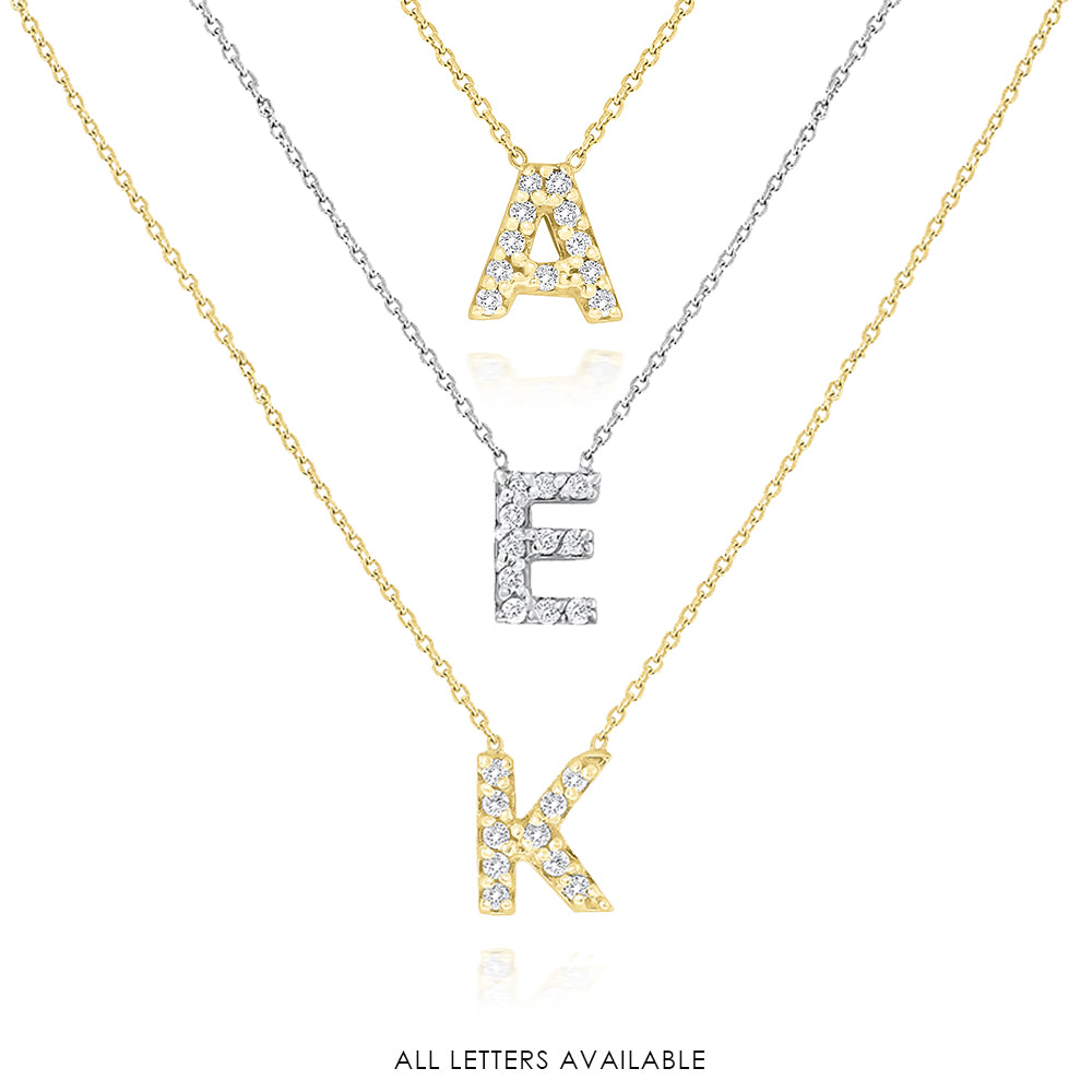 Collier initial de lettres mini-blocs en diamant 14K de la collection Hemsleys