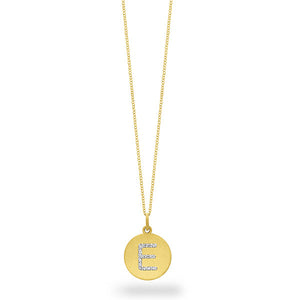 Collier initial de lettres de la collection Hemsleys, 14K, avec un grand disque en diamant