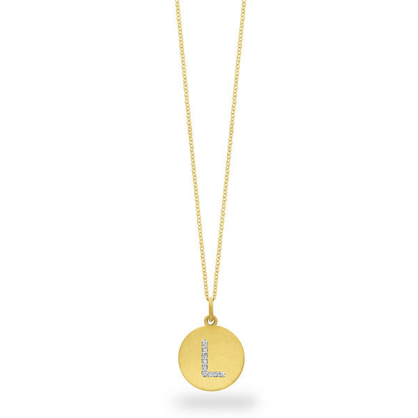 Collier initial de lettres de la collection Hemsleys, 14K, avec un grand disque en diamant