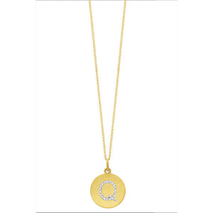 Collier initial de lettres de la collection Hemsleys, 14K, avec un grand disque en diamant