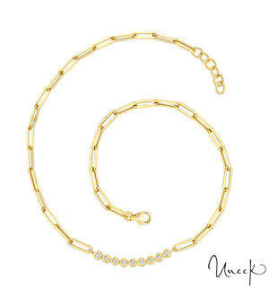 Collier 18K Legacy Paperclip & Bezel Set Diamond de Uneek