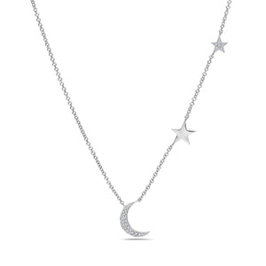 Collier demi-lune et étoiles en diamants 14K de la collection Hemsleys