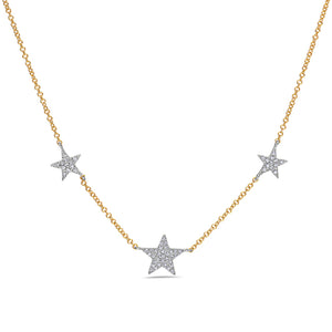 Hemsleys Collection 14K Diamants Collier étoiles à trois stations par yard