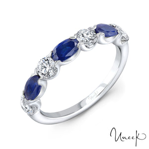 Uneek 18KW - Bracelet Est/Ouest avec saphirs bleus ovales et diamants ronds