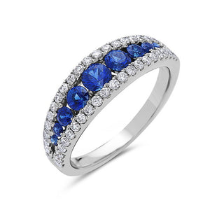 Collection Hemsleys - Bague 14K à saphirs bleus et diamants dégradés
