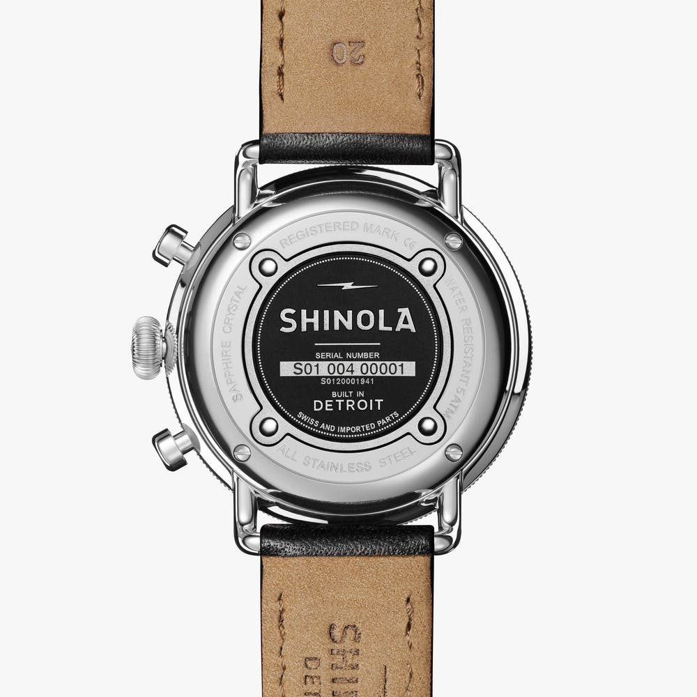 Chronographe à quartz Shinola Canfield (cadran blanc / 43mm)