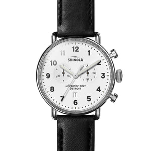 Chronographe à quartz Shinola Canfield (cadran blanc / 43mm)