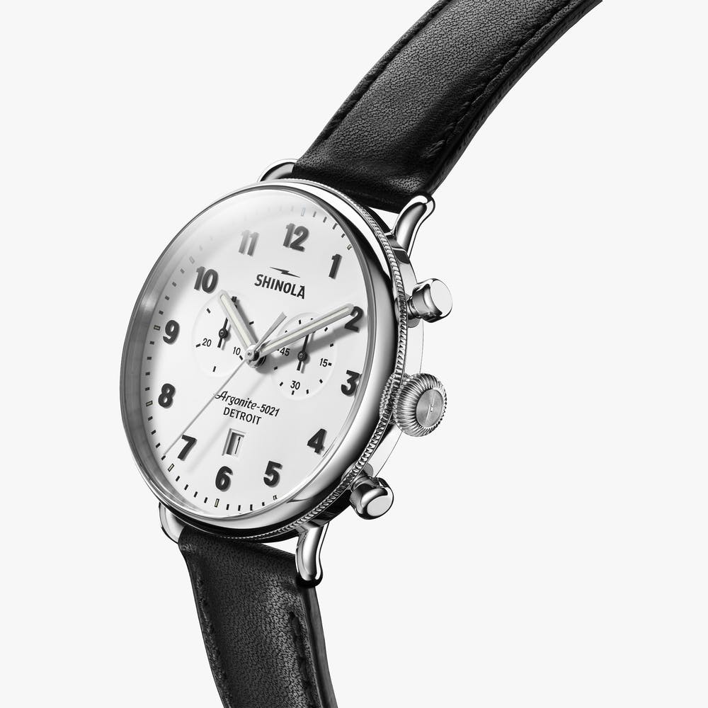 Chronographe à quartz Shinola Canfield (cadran blanc / 43mm)