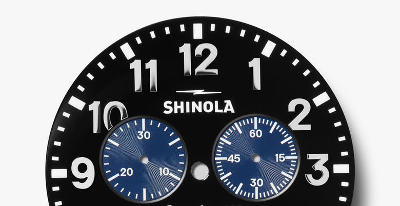 Shinola The Runwell Chronograph Quartz (cadran noir et bleu / 47 mm)