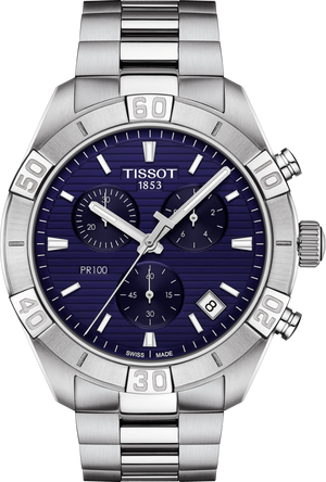 Chronographe à quartz Tissot PR 100 Sport (cadran bleu / 44mm)
