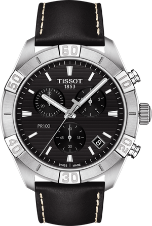 Chronographe à quartz Tissot PR 100 Sport (cadran noir / 44mm)