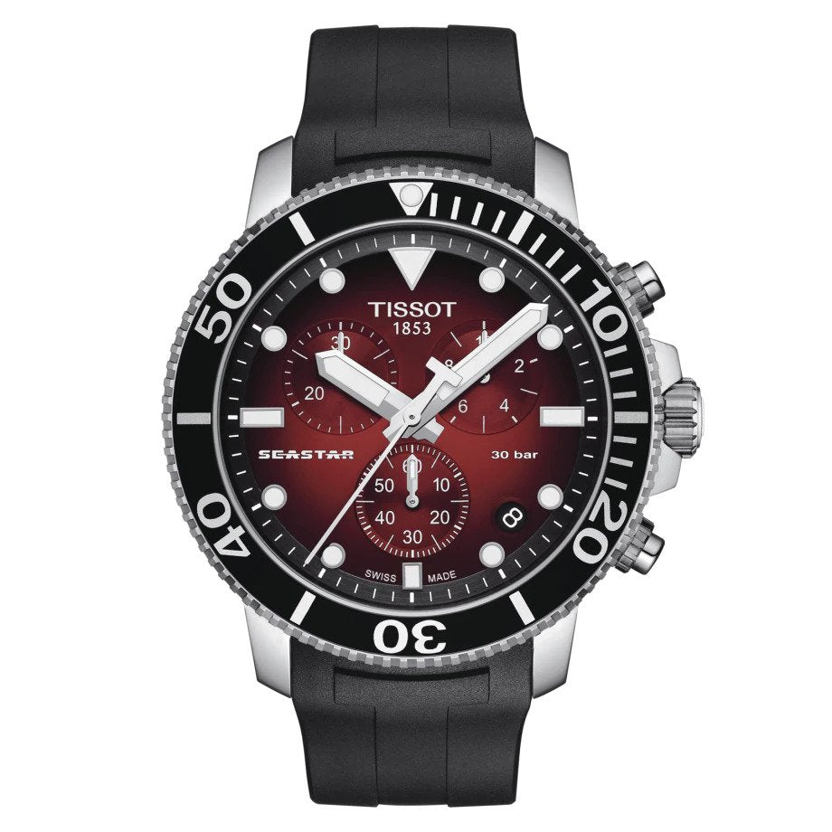 Chronographe Tissot Seastar 1000 à quartz (cadran rouge / 45,5 mm)
