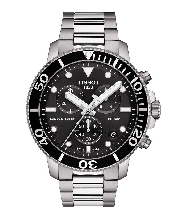 Chronographe Tissot Seastar 1000 à quartz (cadran noir / 45,5 mm)
