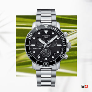 Chronographe Tissot Seastar 1000 à quartz (cadran noir / 45,5 mm)