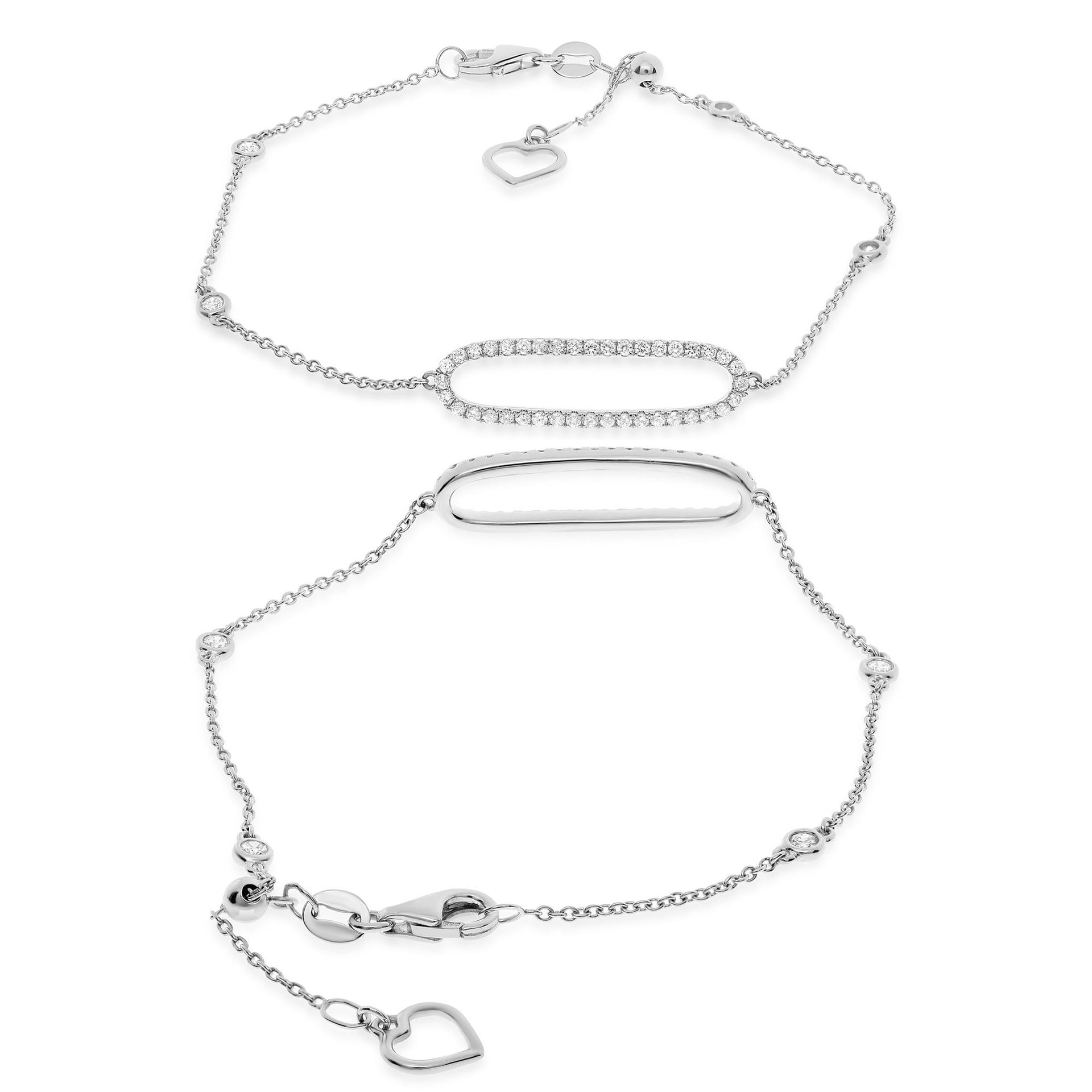 Collection Hemsleys - Bracelet station ovale ouvert en diamants 14K