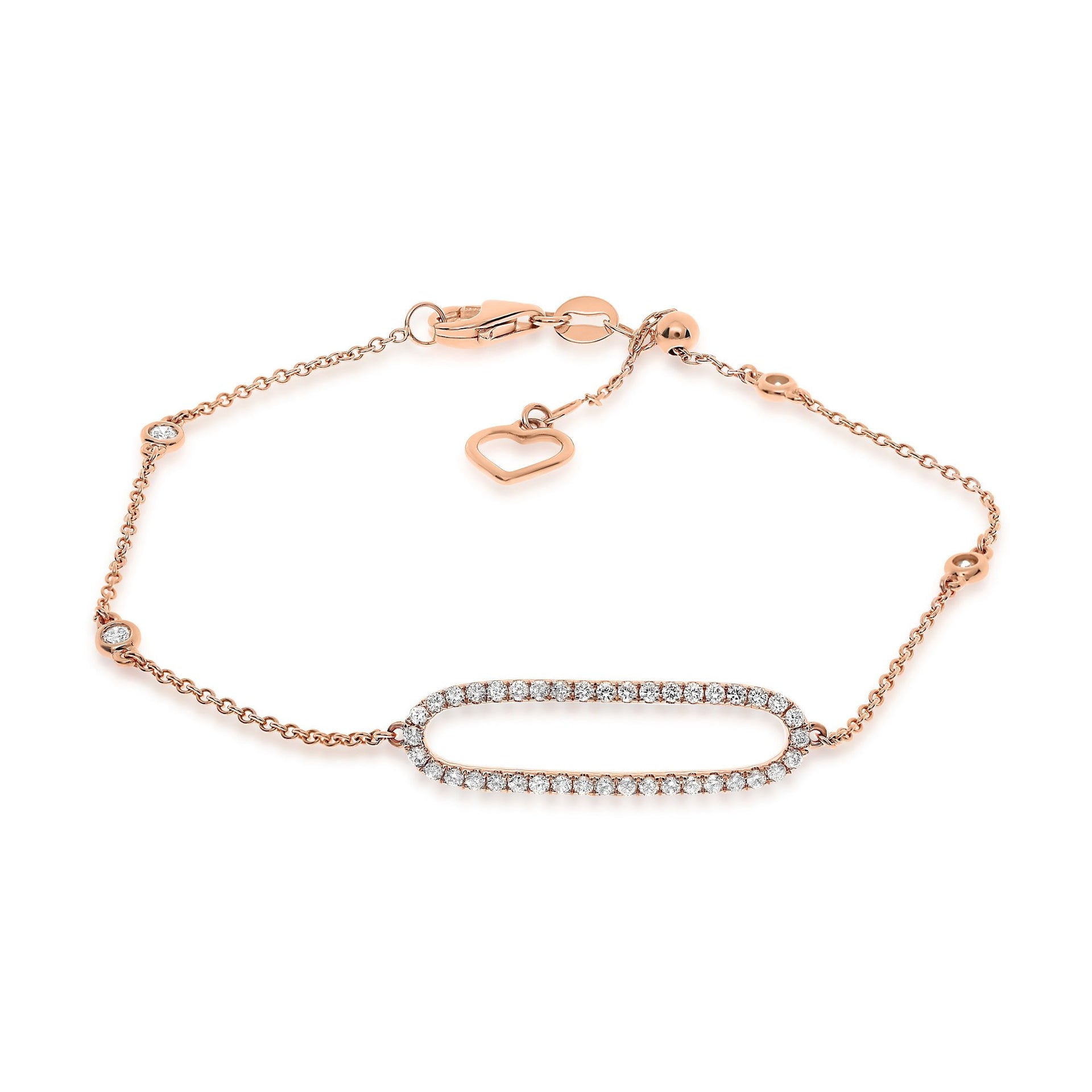 Collection Hemsleys - Bracelet station ovale ouvert en diamants 14K