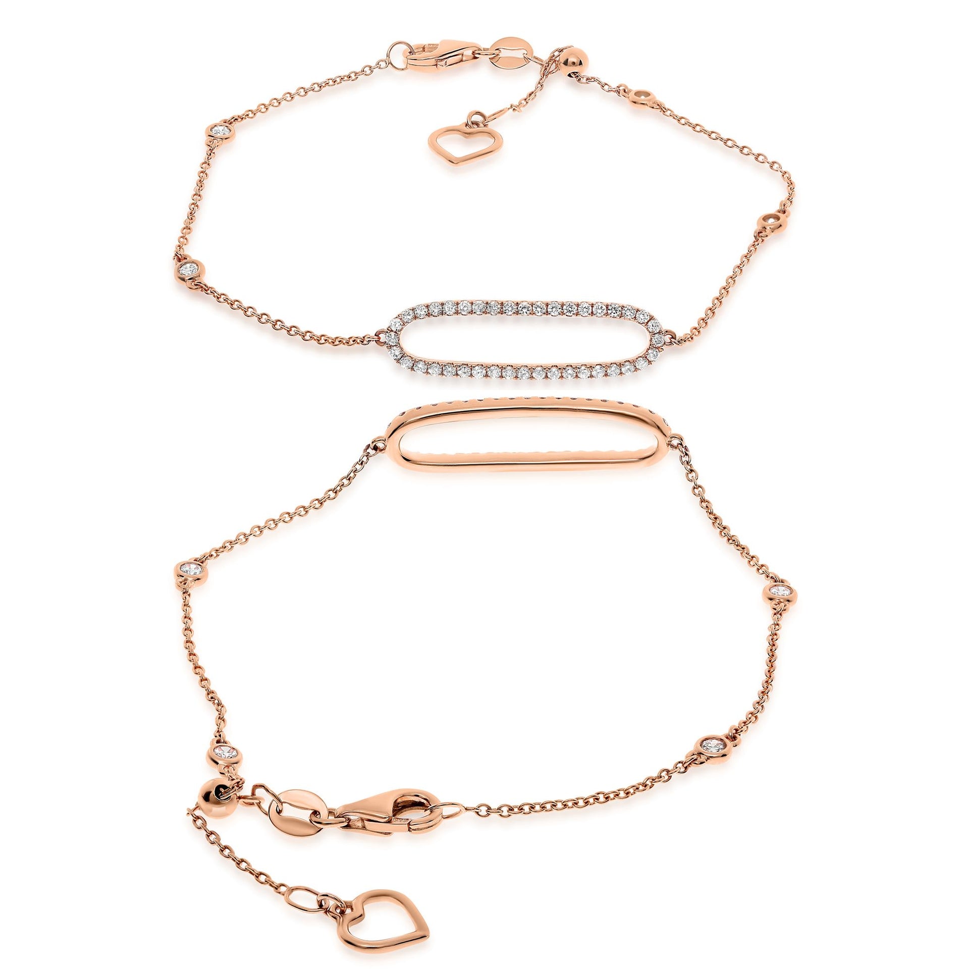 Collection Hemsleys - Bracelet station ovale ouvert en diamants 14K