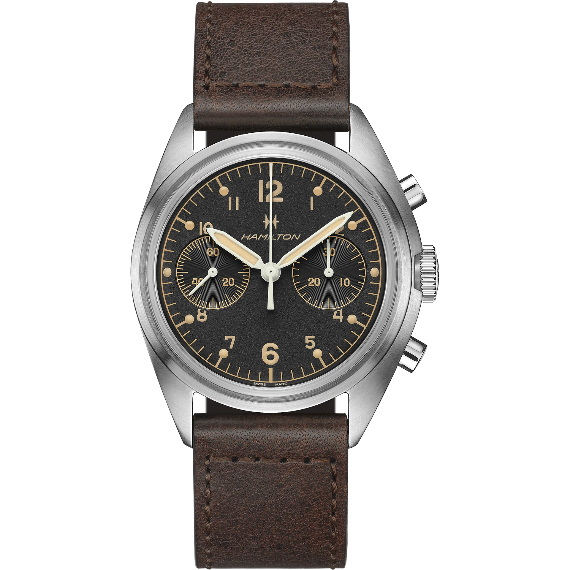 Hamilton Khaki Pilot Aviation Pioneer Chronographe mécanique (cadran noir / 40mm)