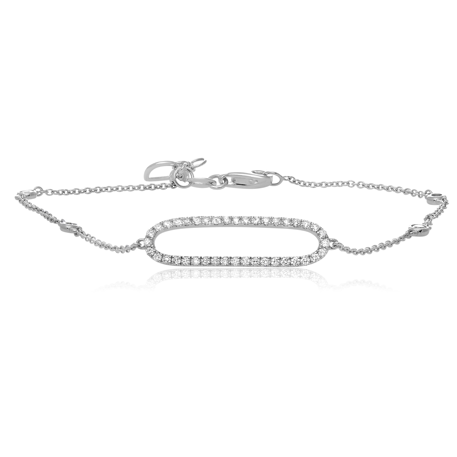 Collection Hemsleys - Bracelet station ovale ouvert en diamants 14K